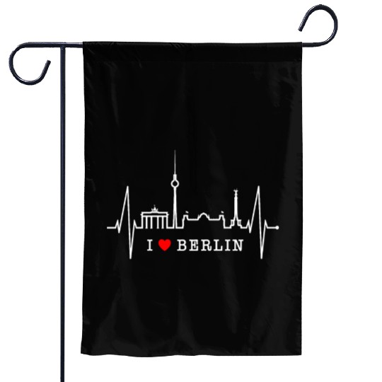Berlin Skyline Heartbeat Germany Fan I Love Berlin Garden Flags