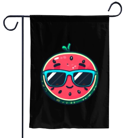 Kawaii Melon with Sunglasses: Summer Fruit Chill Garden Flags