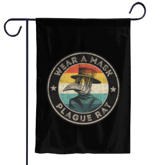 Wear A Mask Plague Doctor Vintage Retro Garden Flags