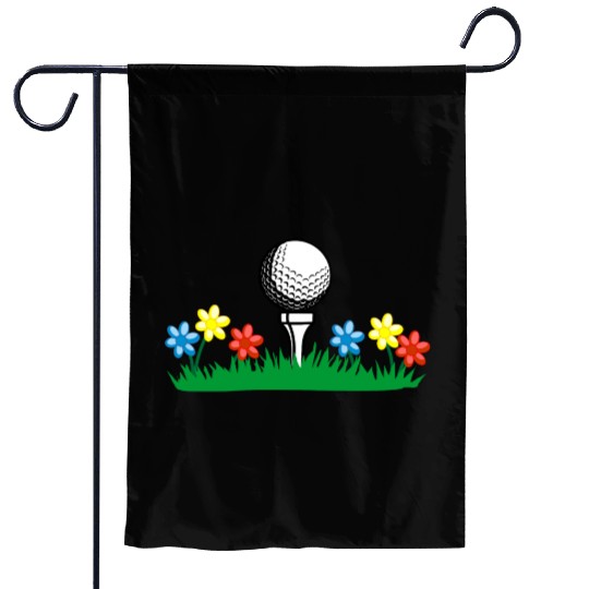 Golf ball on grass field with flowers Garden Flags