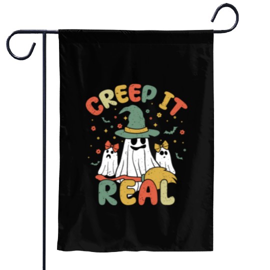 Retro Vintage Ghost Lazy Creepy Halloween Garden Flags