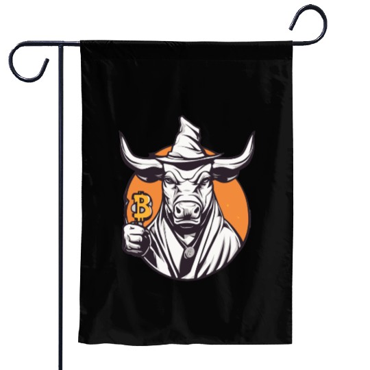 Halloween Bitcoin Wizard Bull Garden Flags