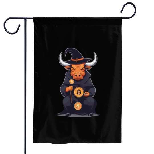 Halloween Bitcoin Wizard Bull Garden Flags