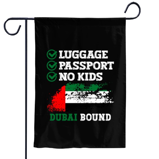 Luggage Passport No Kids Dubai Bound Vacation Garden Flags