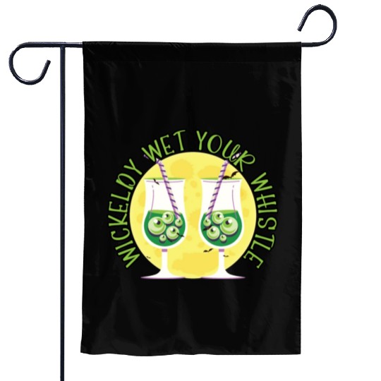 Wickedly Wet Your Whistle Bartender Halloween Garden Flags