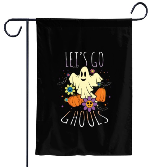 Retro Vintage Go Ghost Hippie Creepy Halloween Garden Flags
