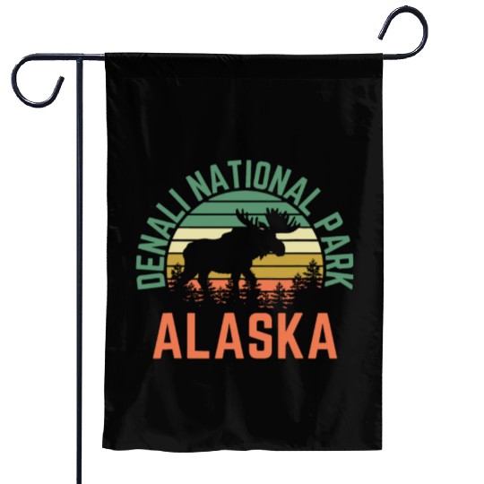Denali National Park Alaska Moose Hiking Nature Garden Flags