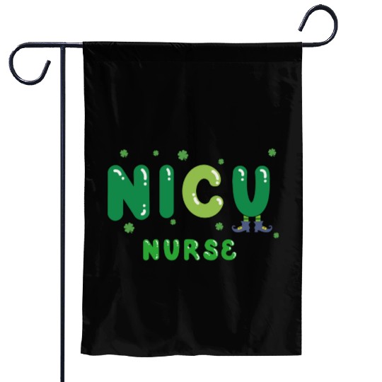 Cute NICU nurse St. Patrick's design Garden Flags