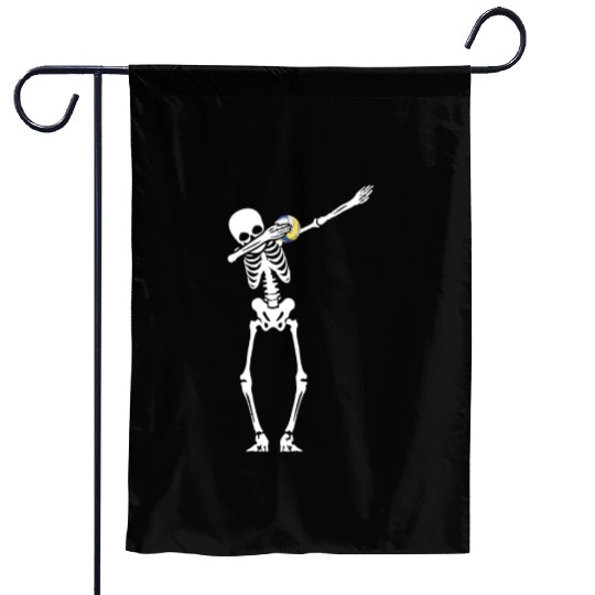 Dabbing Skeleton Playing Volleyball Halloween Garden Flags