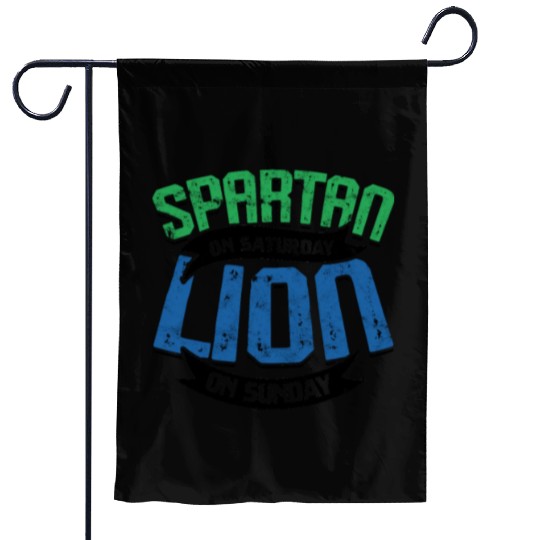 SPARTAN ON SATURDAY LION ON SUNDAY - Warrior Garden Flags