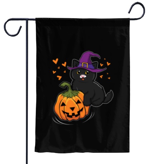 Witch Cat In Pumpkin Cool Creepy Halloween Garden Flags