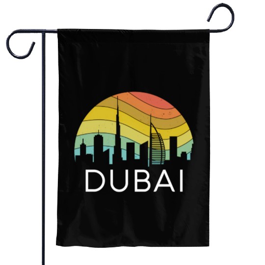 Dubai Skyline City Arab Emirates Uae Arcihtecture Garden Flags