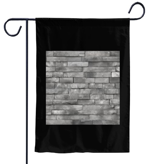 Gray Stone Brick Wall Pattern Garden Flags
