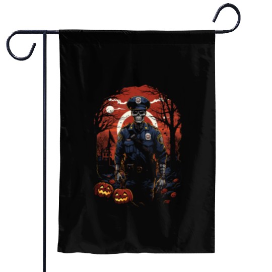 Creepy Zombie Cop Undead Police Halloween Officer Garden Flags