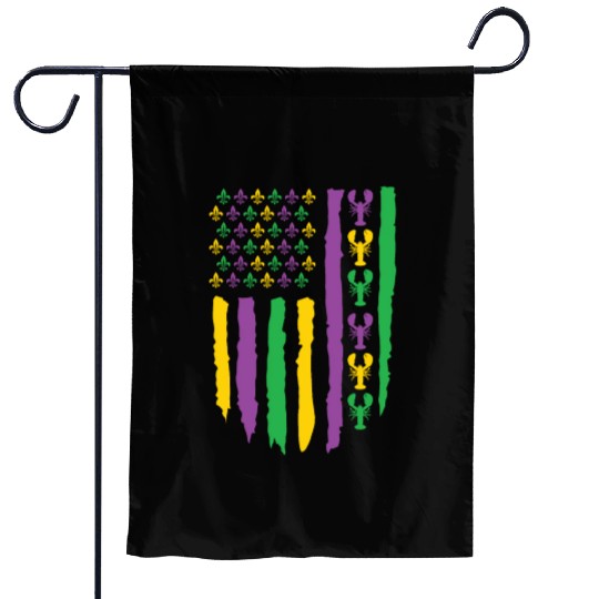 American Flag Lobster Fleur Mardi Gras Garden Flags