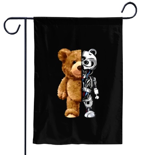 Teddy bear X Robot Garden Flags