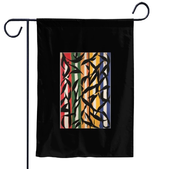 Striped Abstract Painting with Leaves Garden Flags