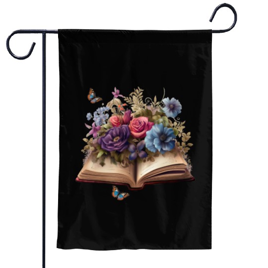 Enchanting Gothic Floral Tome Garden Flags