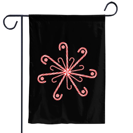 Peppermint Candy Cane Snowflake Garden Flags
