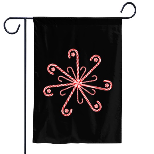 Peppermint Candy Cane Snowflake Garden Flags