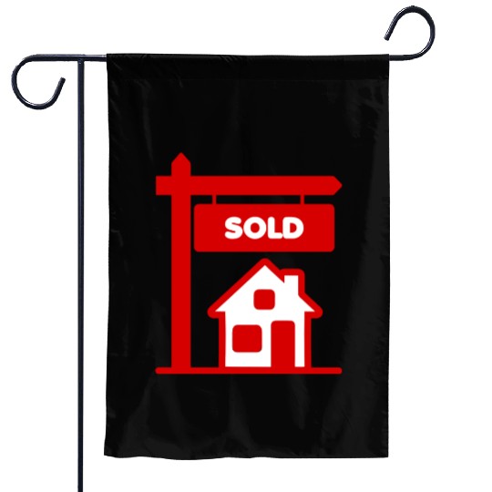Transparent red logo signboard with sold Garden Flags