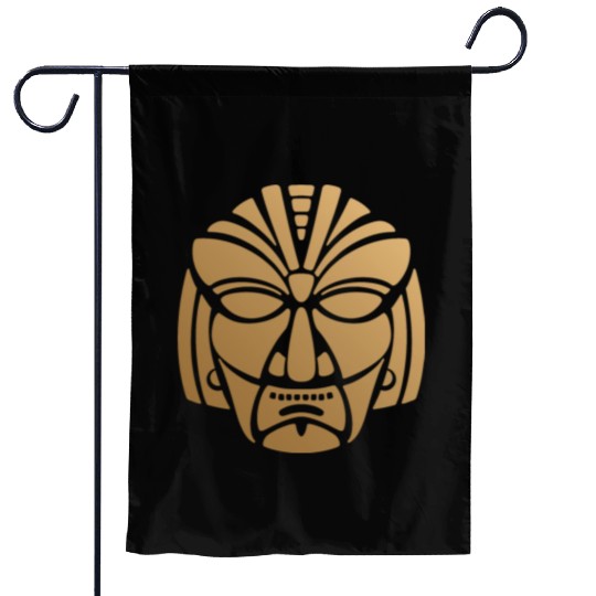 Aztec & Mayan Mask Logo: Minimalist Design Garden Flags