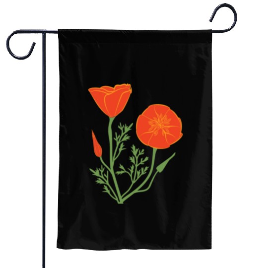 California Poppies on Clear Background Garden Flags