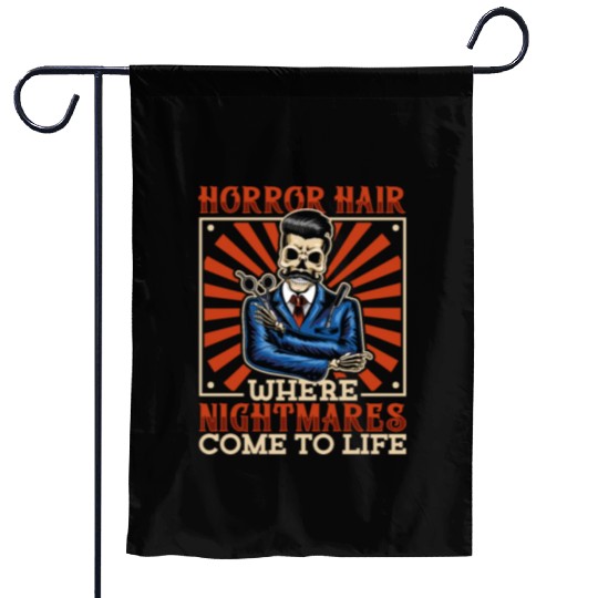 Horror Barber Spooky Hairdresser Hairstylist Hair Garden Flags