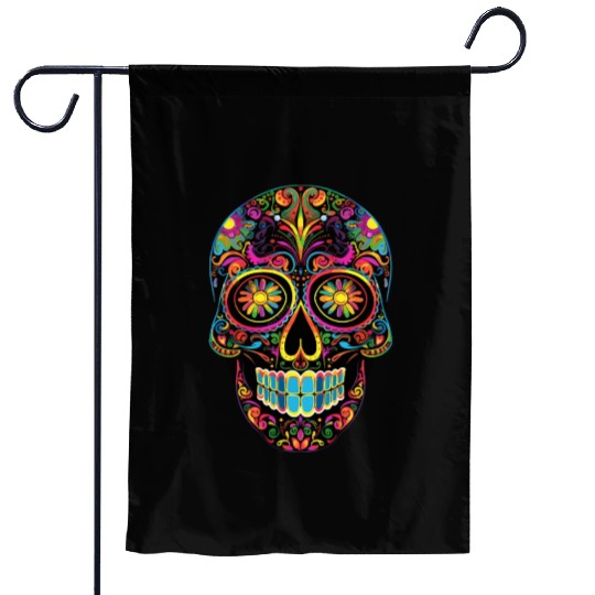 Neon Sugar Skull: Jack Skellington Design Garden Flags
