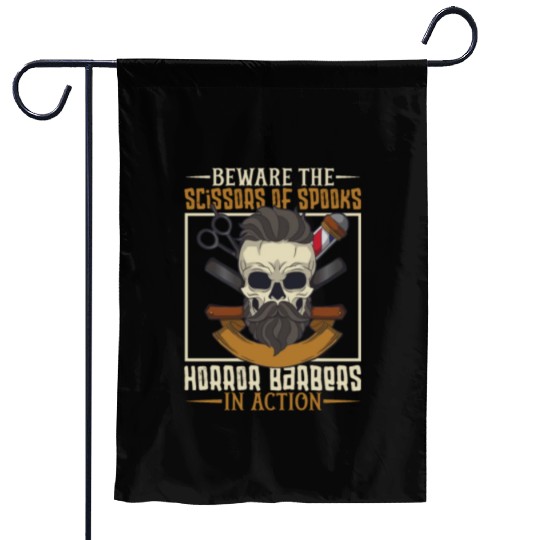 Horror Barber Spooky Hairdresser Hairstylist Hair Garden Flags