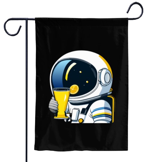 astronaut drinks lemon tea Garden Flags