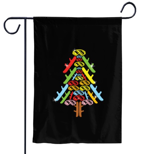 Christmas Christmas Tree Snowboard Snowboarder Garden Flags