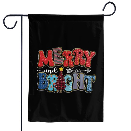 Merry and Bright Chistmas Tree Cute Christmas Garden Flags