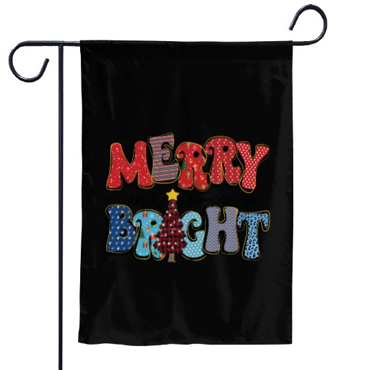 Merry and Bright Chistmas Tree Family Christmas Garden Flags