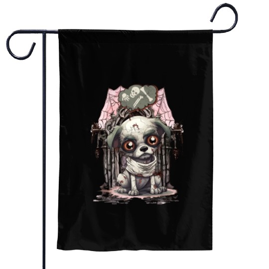 HalloweeChihuahua Mummy Dreaming of Skeleton Bones Garden Flags