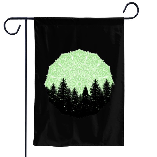 Green Forest Mandala Pacific Northwest Garden Flags