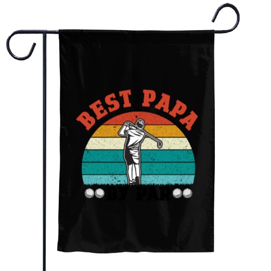 Retro Best Papa By Par Fathers Day Golf Gift Garden Flags