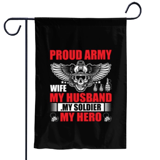 Proud Army Wife My Husband my Soldier My Hero Garden Flags