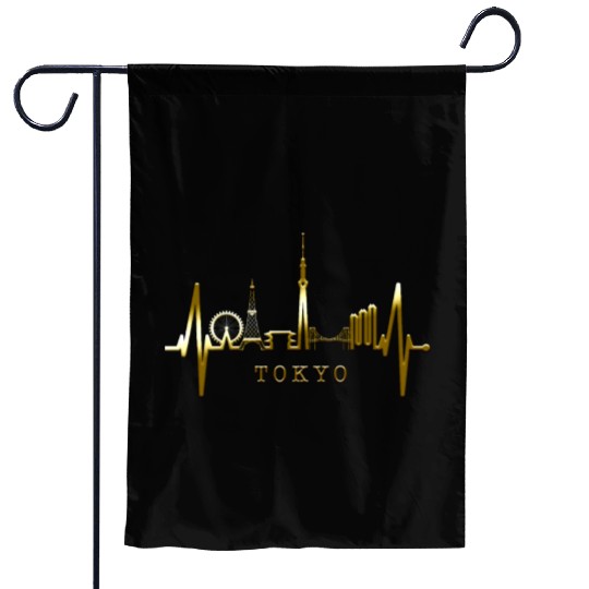 Tokyo Skyline Heartbeat Japanese Heart Love Tokyo Garden Flags
