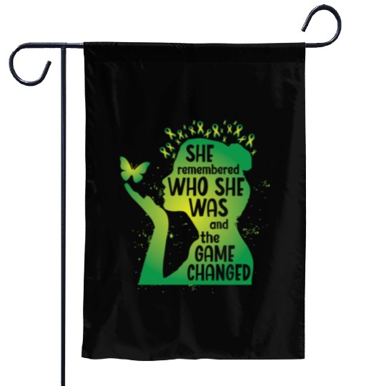 Mental Health Green Ribbon Butterfly Garden Flags