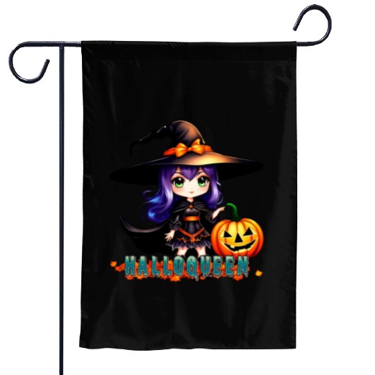 Hallo Queen Purple Fantastic Halloween witch desig Garden Flags