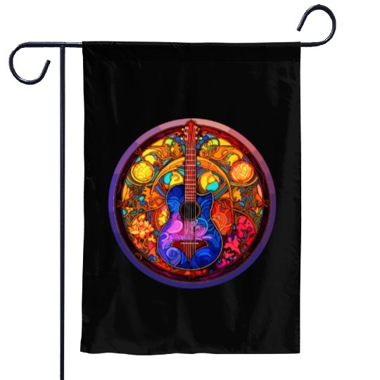 I Love Stained Glass Art and Guitar Designs - Holy Garden Flags