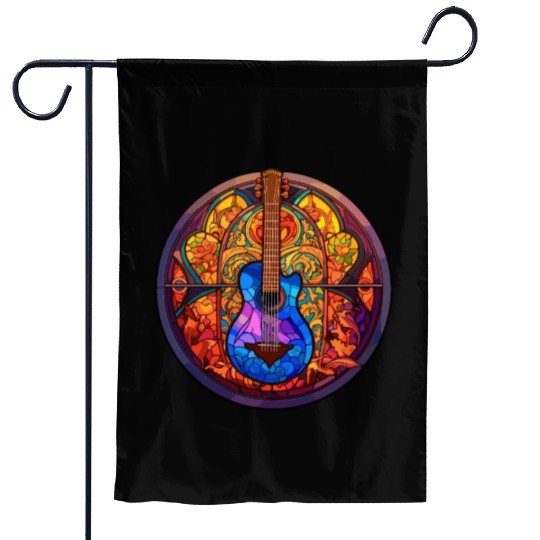 Funny Mosaic Art - Stained Glass Art Guitar Garden Flags