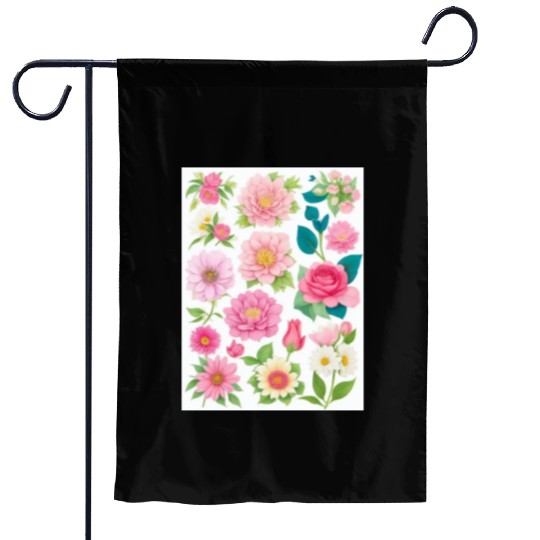 Blooming Crimson and coral Spring Flowers Garden Flags