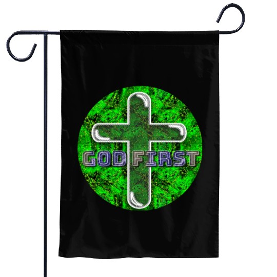 God First [2] Green Garden Flags
