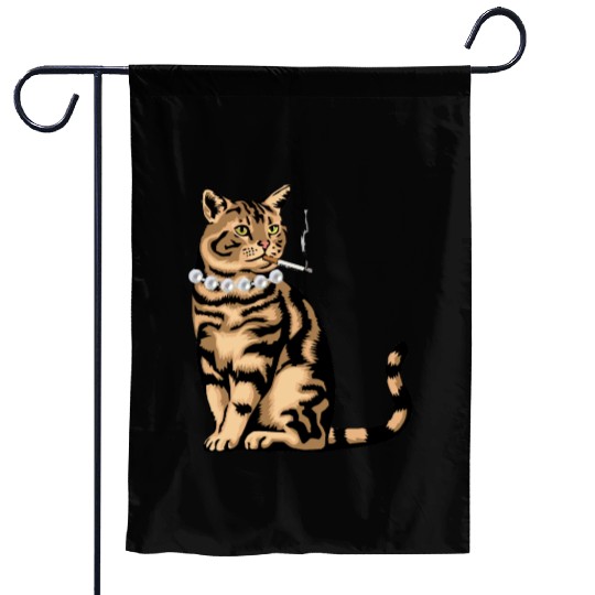 Cat Smoking Garden Flags