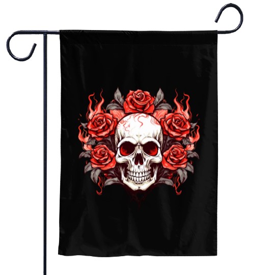 Halloween Roses and Skull Garden Flags