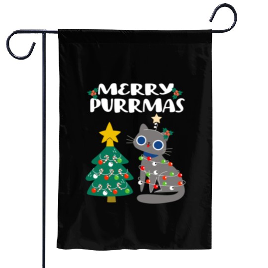 Merry Purrmas - For Christmas Holiday Cat Lovers Garden Flags