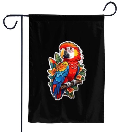 Scarlet Macaw Kawaii Garden Flags