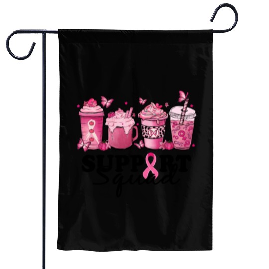 breast cancer coffee support squad Garden Flags